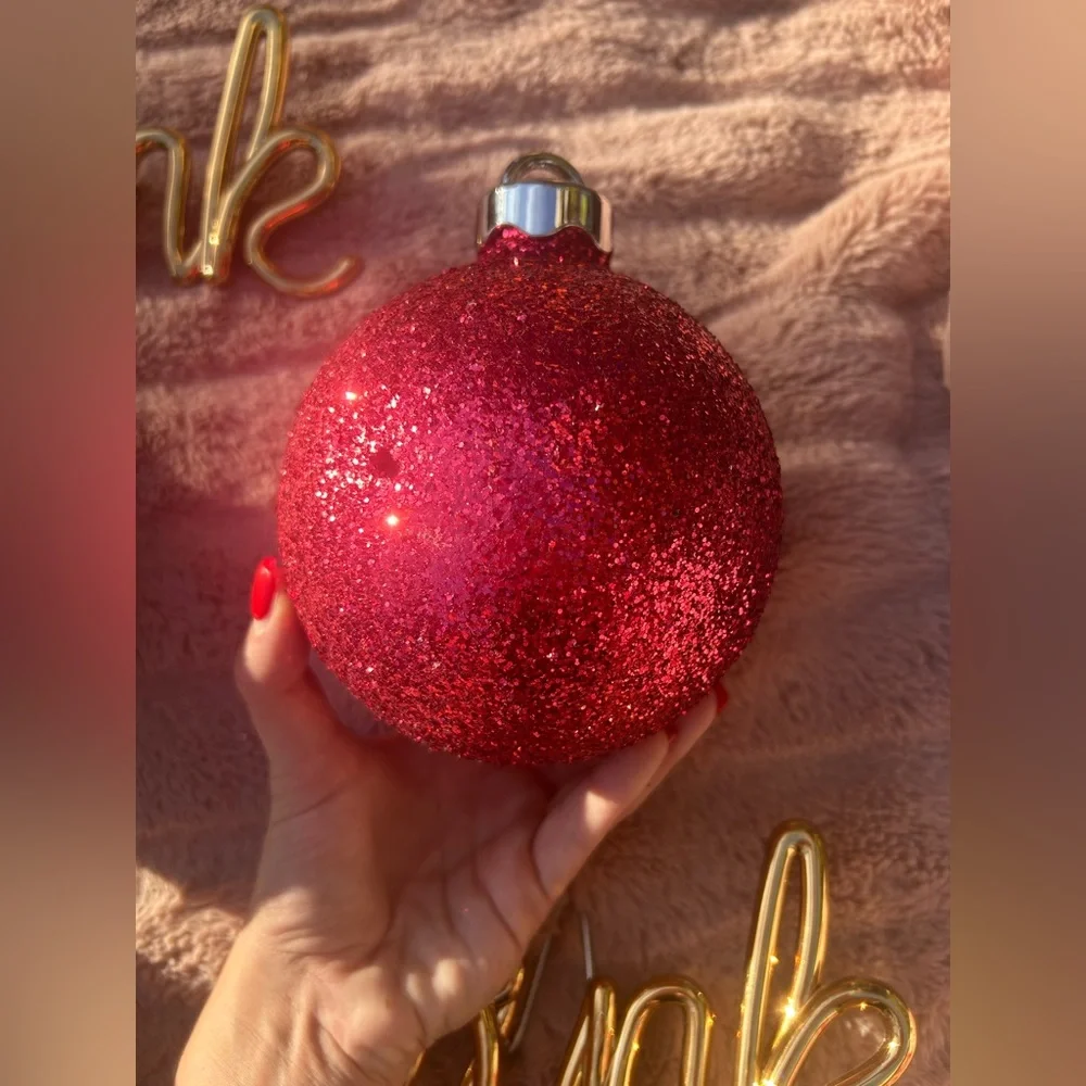 RARE Victoria’s Secret Pink Large Christmas Tree Ornament Balls Set Of 3